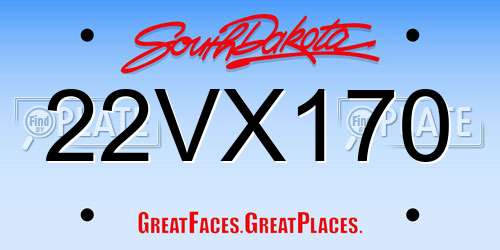 22VX170 South Dakota License Plate