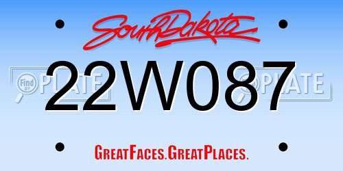 22W087 South Dakota License Plate