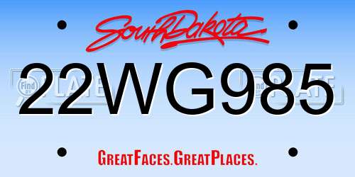 22WG985 South Dakota License Plate