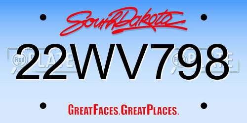 22WV798 South Dakota License Plate