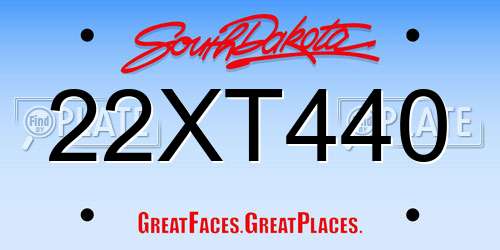 22XT440 South Dakota License Plate