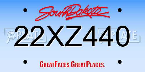 22XZ440 South Dakota License Plate