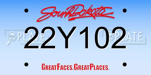 22Y102 South Dakota License Plate