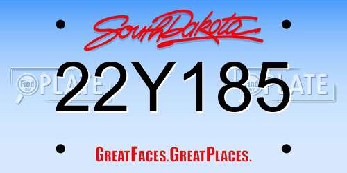 22Y185 South Dakota License Plate