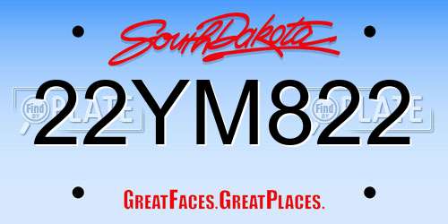 22YM822 South Dakota License Plate