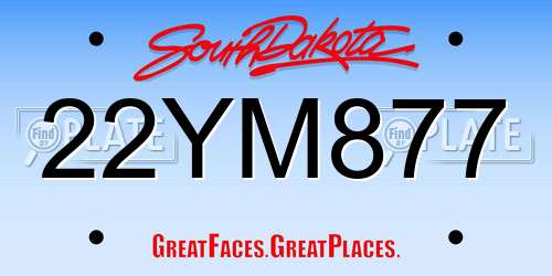 22YM877 South Dakota License Plate