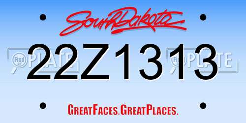 22Z1313 South Dakota License Plate
