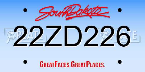 22ZD226 South Dakota License Plate