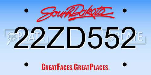 22ZD552 South Dakota License Plate
