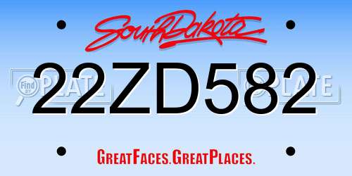 22ZD582 South Dakota License Plate