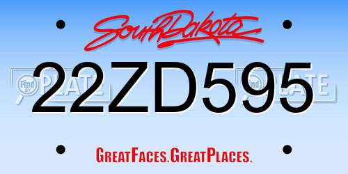 22ZD595 South Dakota License Plate