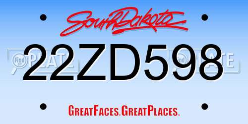 22ZD598 South Dakota License Plate