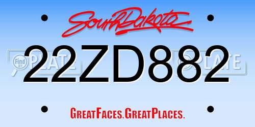 22ZD882 South Dakota License Plate