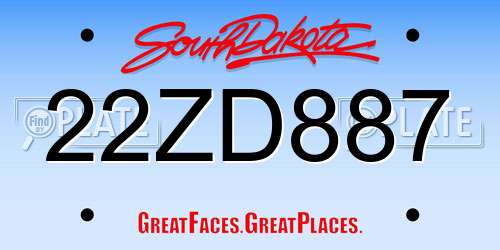 22ZD887 South Dakota License Plate