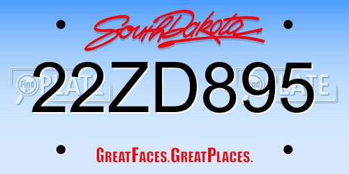 22ZD895 South Dakota License Plate