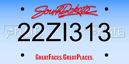 22ZI313 South Dakota License Plate