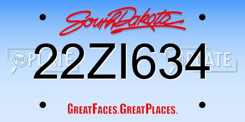 22ZI634 South Dakota License Plate