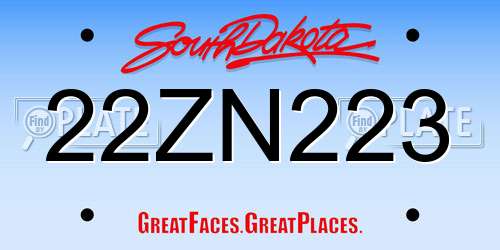22ZN223 South Dakota License Plate