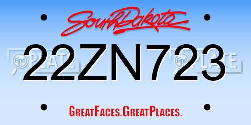 22ZN723 South Dakota License Plate