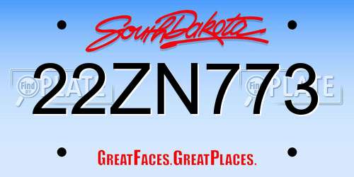 22ZN773 South Dakota License Plate
