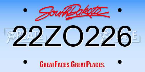 22ZO226 South Dakota License Plate