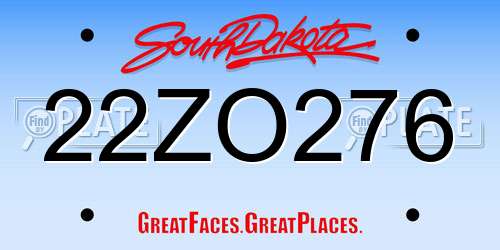 22ZO276 South Dakota License Plate