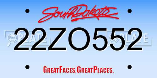 22ZO552 South Dakota License Plate