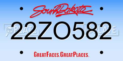 22ZO582 South Dakota License Plate