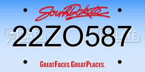 22ZO587 South Dakota License Plate