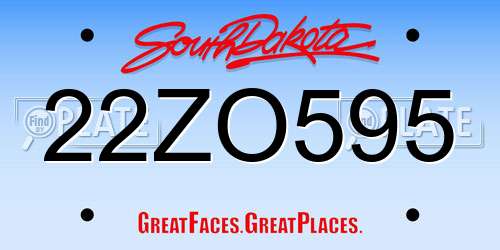 22ZO595 South Dakota License Plate