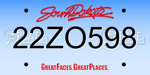 22ZO598 South Dakota License Plate