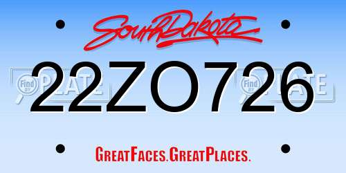 22ZO726 South Dakota License Plate
