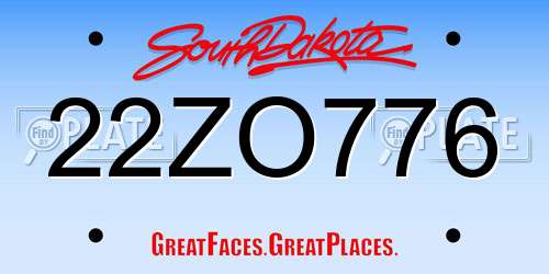 22ZO776 South Dakota License Plate