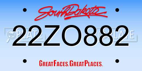 22ZO882 South Dakota License Plate