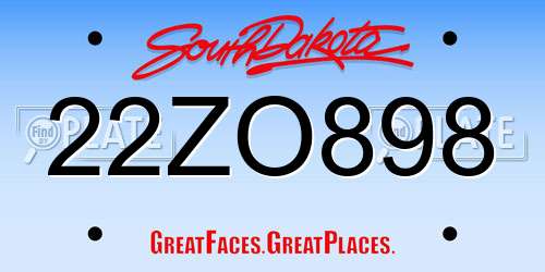 22ZO898 South Dakota License Plate