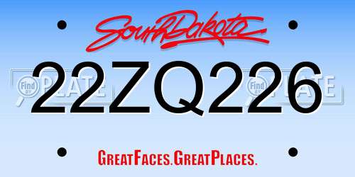 22ZQ226 South Dakota License Plate