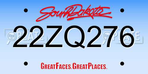 22ZQ276 South Dakota License Plate