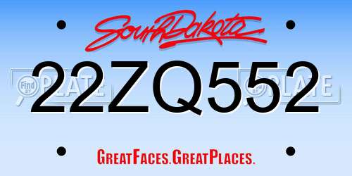 22ZQ552 South Dakota License Plate