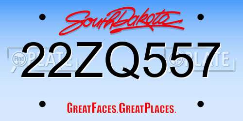 22ZQ557 South Dakota License Plate