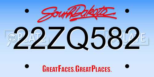 22ZQ582 South Dakota License Plate