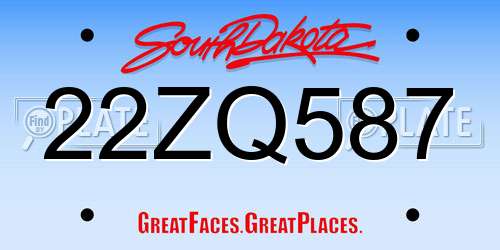 22ZQ587 South Dakota License Plate