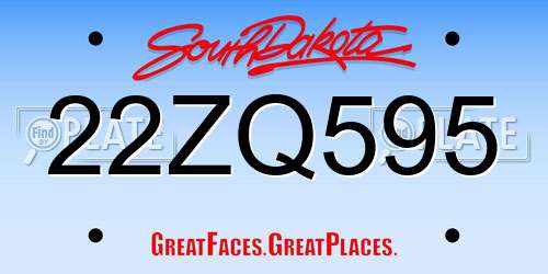 22ZQ595 South Dakota License Plate