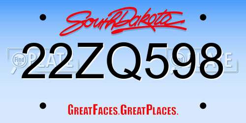 22ZQ598 South Dakota License Plate