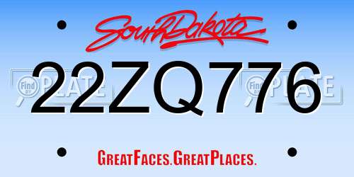 22ZQ776 South Dakota License Plate