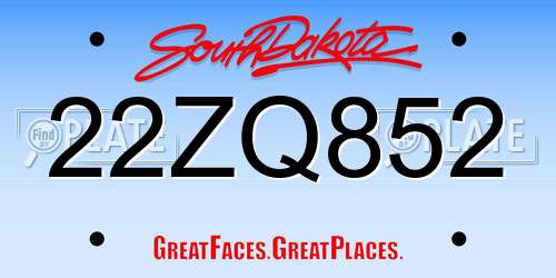 22ZQ852 South Dakota License Plate