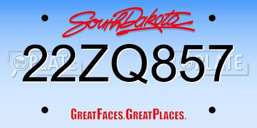 22ZQ857 South Dakota License Plate