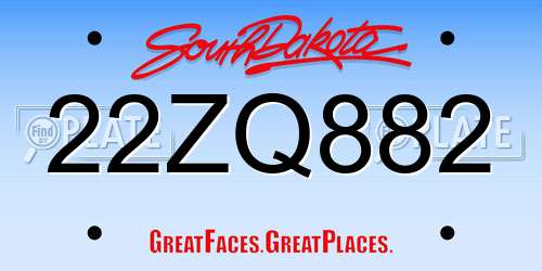 22ZQ882 South Dakota License Plate