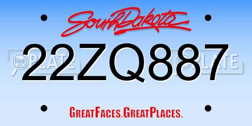 22ZQ887 South Dakota License Plate