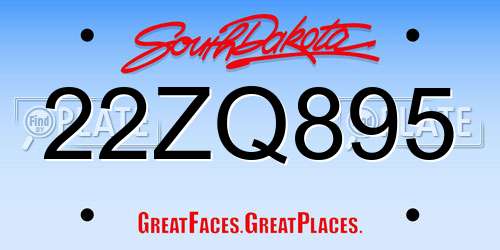 22ZQ895 South Dakota License Plate