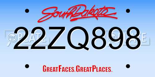 22ZQ898 South Dakota License Plate